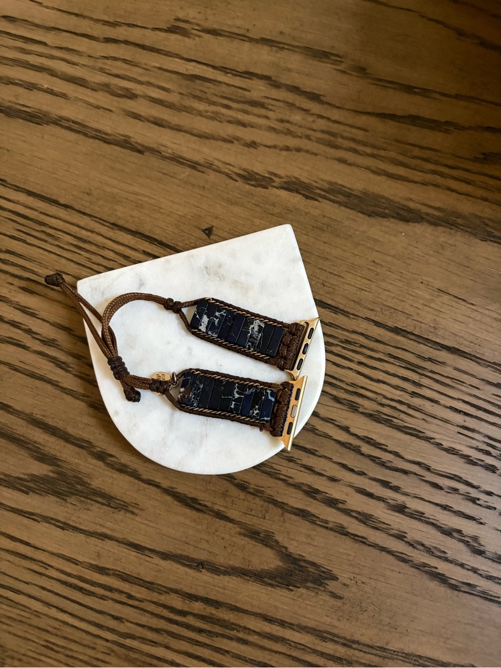 Beautiful cape Diablo Apple Watch band with natural stone in blue with brown